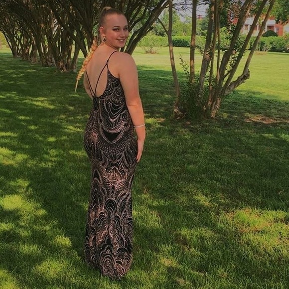 david's bridal gold prom dress